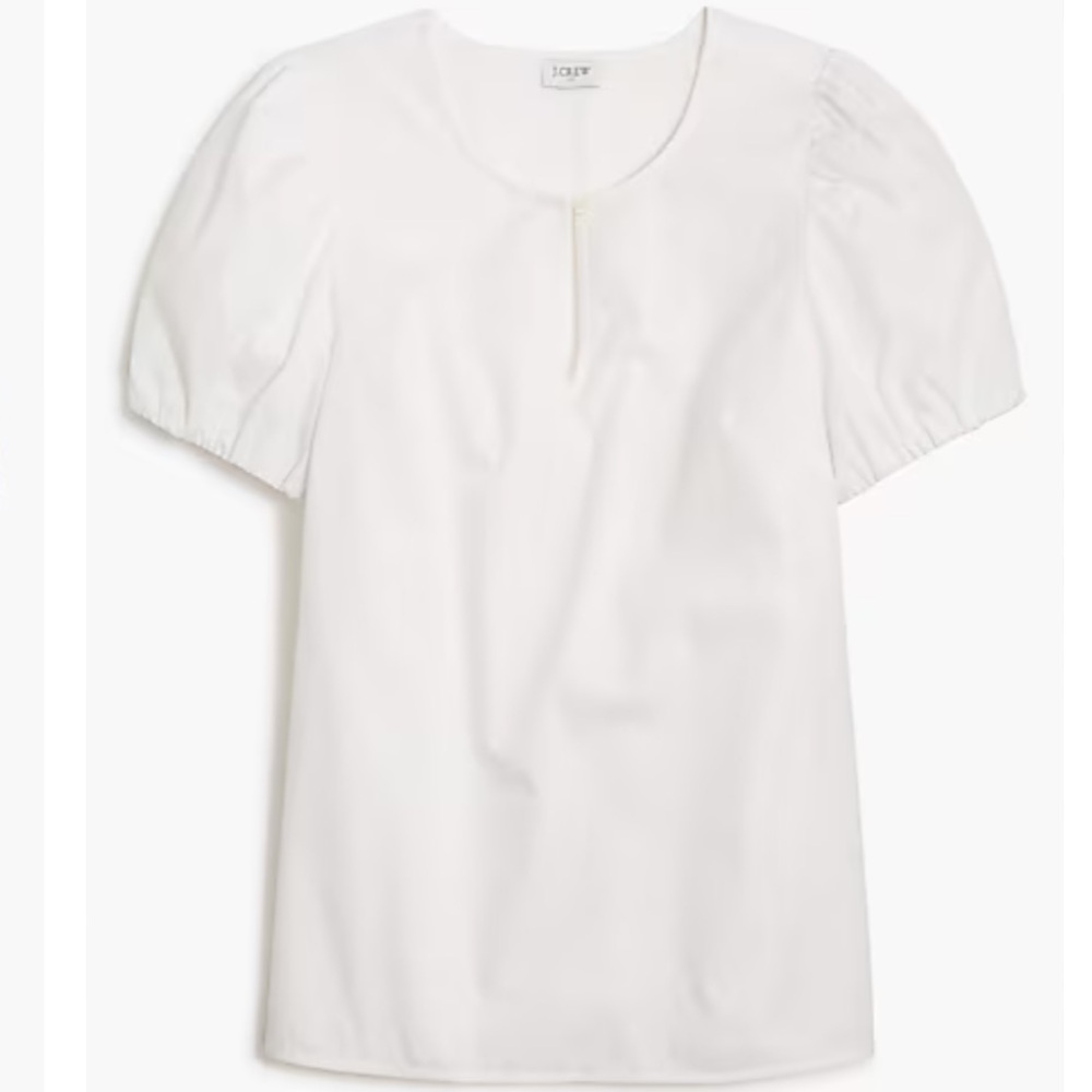 J. Crew Factory Puff Sleeve Keyhole Top Size M White